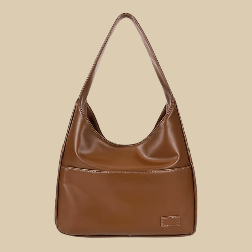 Large Vegan Leather Handbag for Women, Everyday City Purse in Coffee, styled as a SheSelects summer accessory