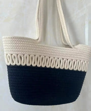 Large Straw Summer Bag for Women, Natural Summer Vacation Purse in Black, styled as a SheSelects summer accessory