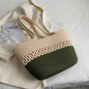 Large Straw Summer Bag for Women, Natural Summer Vacation Purse in Black, styled as a SheSelects summer accessory