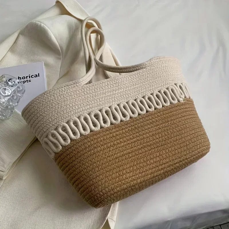 Large Straw Summer Bag for Women, Natural Summer Vacation Purse in Black, styled as a SheSelects summer accessory
