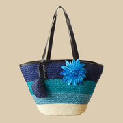 Large Straw Beach Bag for Women, Lightweight Summer Vacation Purse in Orange, styled as a SheSelects summer accessory