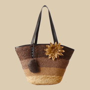 Large Straw Beach Bag for Women, Lightweight Summer Vacation Purse in Orange, styled as a SheSelects summer accessory