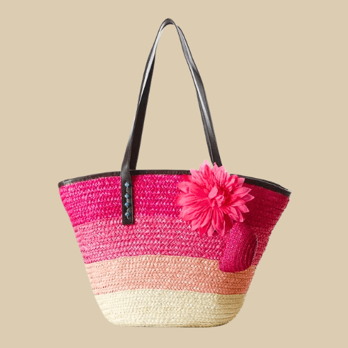 Large Straw Beach Bag for Women, Lightweight Summer Vacation Purse