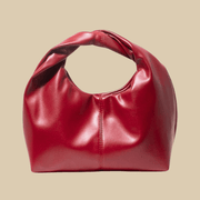Vegan Leather Hobo Bag for Women, Slouchy Everyday Shoulder Purse in Burgundy, styled as a SheSelects summer accessory