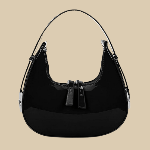 Vegan Leather Handbag for Women, Everyday City Purse in Black, styled as a SheSelects summer accessory
