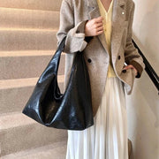 Vegan Leather Hobo Bag for Women, Slouchy Everyday Shoulder Purse in Burgundy, styled as a SheSelects summer accessory