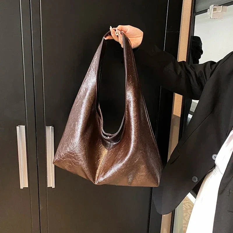 Vegan Leather Hobo Bag for Women, Slouchy Everyday Shoulder Purse in Burgundy, styled as a SheSelects summer accessory