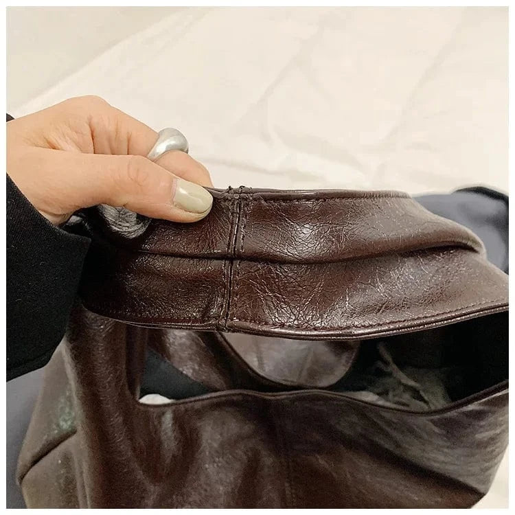 Vegan Leather Hobo Bag for Women, Slouchy Everyday Shoulder Purse in Burgundy, styled as a SheSelects summer accessory