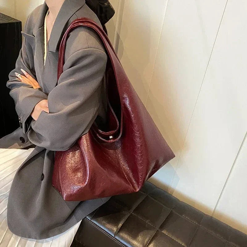 Vegan Leather Hobo Bag for Women, Slouchy Everyday Shoulder Purse