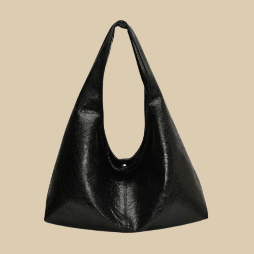Vegan Leather Hobo Bag for Women, Slouchy Everyday Shoulder Purse in Burgundy, styled as a SheSelects summer accessory