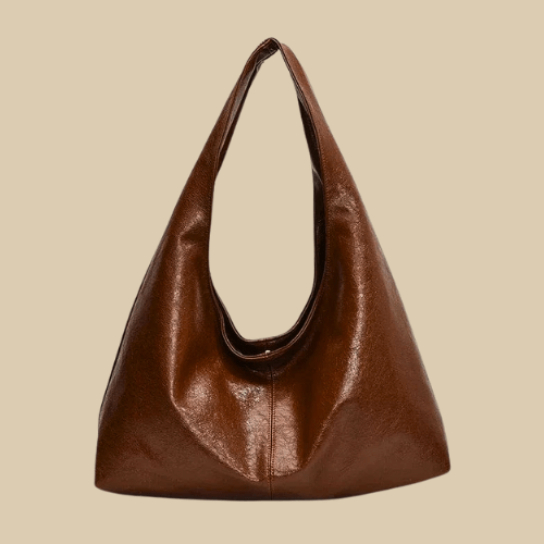 Vegan Leather Hobo Bag for Women, Slouchy Everyday Shoulder Purse in Burgundy, styled as a SheSelects summer accessory