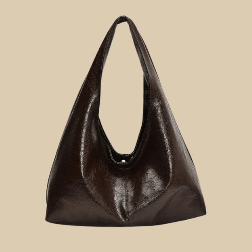 Vegan Leather Hobo Bag for Women, Slouchy Everyday Shoulder Purse in Burgundy, styled as a SheSelects summer accessory