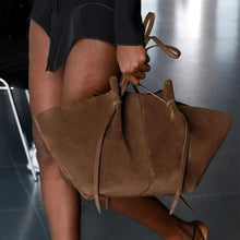 Suede Style Vegan Leather Tote Bag for Women, Soft Everyday Shoulder Purse