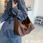 Vegan Leather Tote Bag for Women, Soft Everyday Shoulder Purse in Coffee, styled as a SheSelects summer accessory