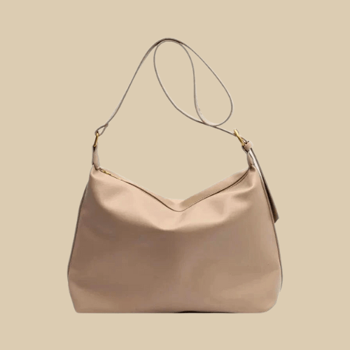 Vegan Leather Tote Bag for Women, Soft Everyday Shoulder Purse in Coffee, styled as a SheSelects summer accessory