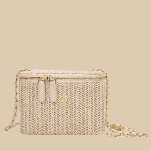 Straw Summer Bag for Women, Natural Summer Vacation Purse in Black, styled as a SheSelects summer accessory