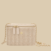 Straw Summer Bag for Women, Natural Summer Vacation Purse in Black, styled as a SheSelects summer accessory