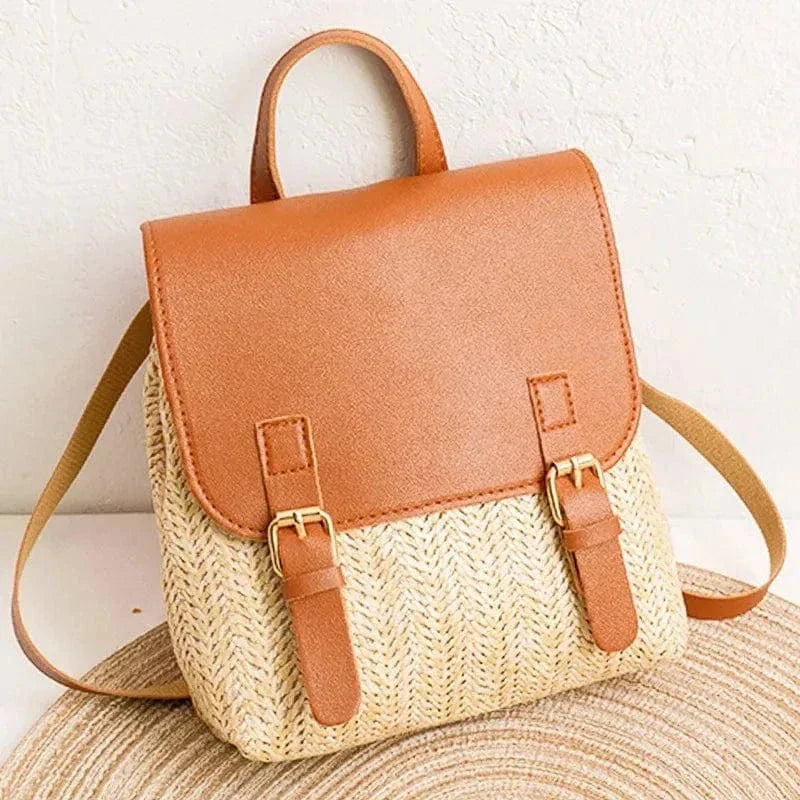 Mini Straw Backpack for Women, Lightweight Summer Travel Bag