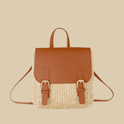Mini Straw Backpack for Women, Lightweight Summer Travel Bag in Black, styled as a SheSelects summer accessory