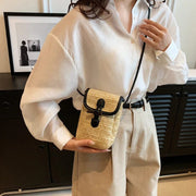 Mini Straw Summer Bag for Women, Natural Summer Vacation Purse in Light Brown, styled as a SheSelects summer accessory