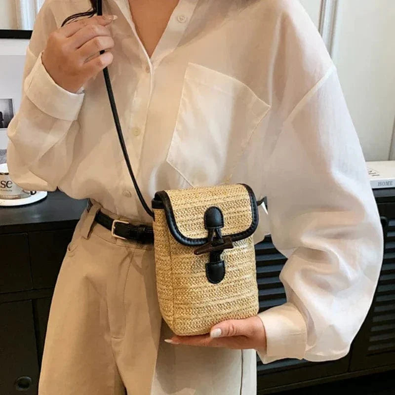 Mini Straw Summer Bag for Women, Natural Summer Vacation Purse