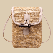 Mini Straw Summer Bag for Women, Natural Summer Vacation Purse in Light Brown, styled as a SheSelects summer accessory