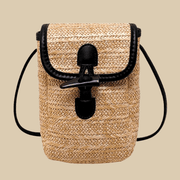 Mini Straw Summer Bag for Women, Natural Summer Vacation Purse in Light Brown, styled as a SheSelects summer accessory