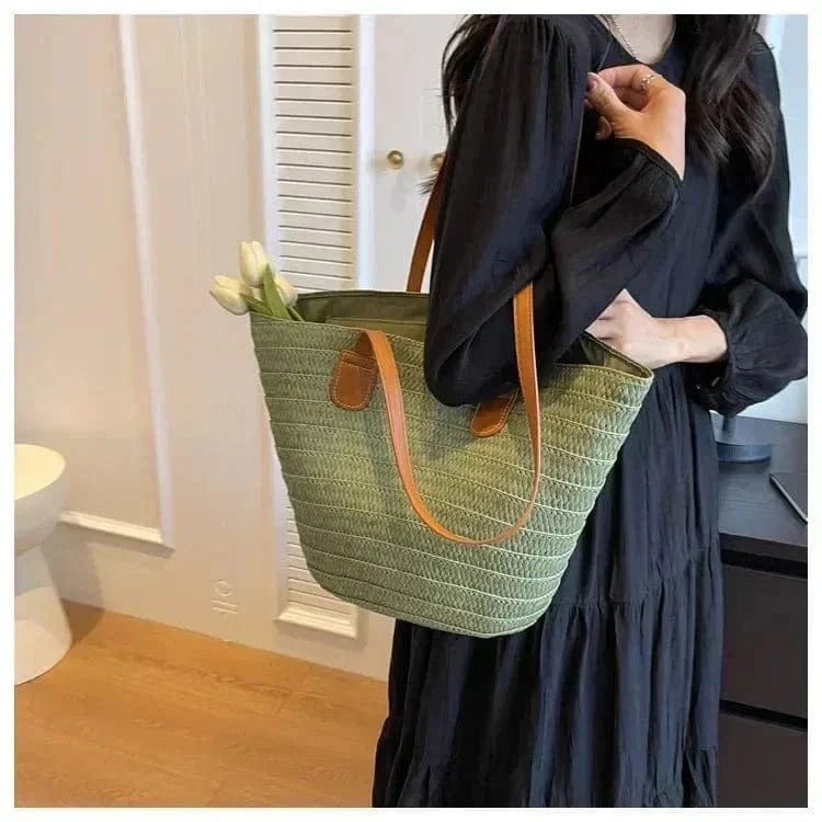 Oversized Straw Summer Bag for Women, Natural Summer Vacation Purse