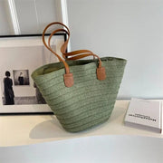 Oversized Straw Summer Bag for Women, Natural Summer Vacation Purse in White, styled as a SheSelects summer accessory