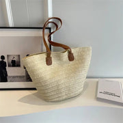 Oversized Straw Summer Bag for Women, Natural Summer Vacation Purse in White, styled as a SheSelects summer accessory