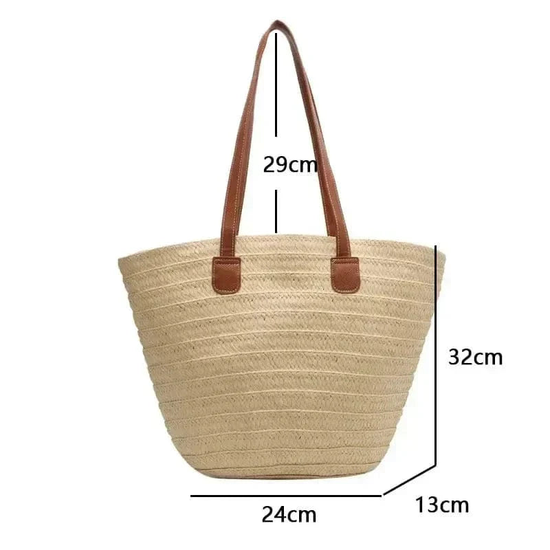 Oversized Straw Summer Bag for Women, Natural Summer Vacation Purse in White, styled as a SheSelects summer accessory