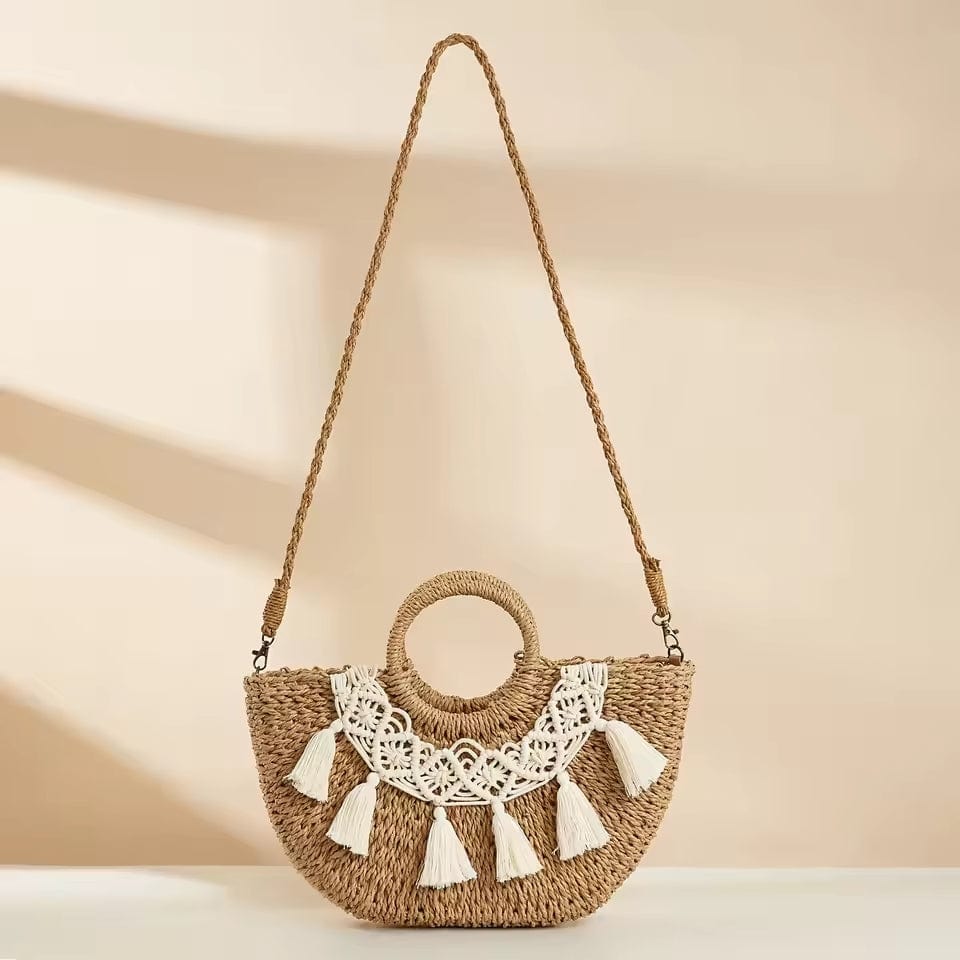 Straw Summer Bag for Women, Natural Summer Vacation Purse, styled as a SheSelects summer accessory