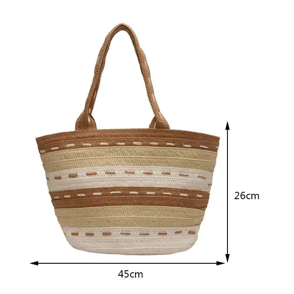 Straw Summer Bag for Women, Natural Summer Vacation Purse in Beige, styled as a SheSelects summer accessory