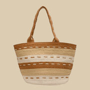 Straw Summer Bag for Women, Natural Summer Vacation Purse in Beige, styled as a SheSelects summer accessory