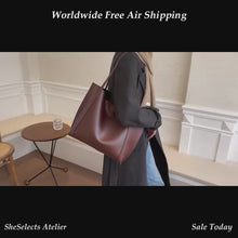 Grand cabas en cuir vegan avec pochette assortie pour travail et voyage
