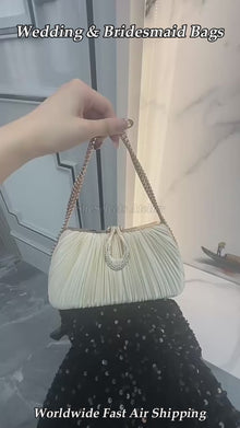 Amelie Pleated Satin Evening Bag for Bridesmaids