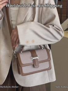 Small Textured Tote Bag with Top Handle and Crossbody Strap