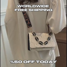 Floral Straw Shoulder Bag for Women, Small Square Summer Handbag
