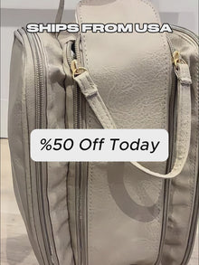 Hanging Vegan Leather Toiletry Bag for Women, Waterproof Travel Makeup Organizer