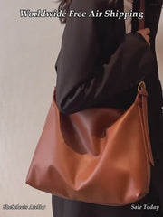 Large Vegan Leather Hobo Bag, Soft Slouchy Shoulder Tote for Women