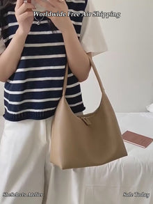Soft Vegan Leather Hobo Bag, Minimalist Zipper Shoulder Purse for Women