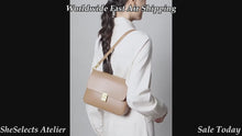 Sac bandoulière en cuir véritable structuré avec fermoir tournant