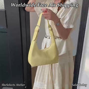 Dumpling Shoulder Bag, Textured Crescent Underarm Purse in Five Colors