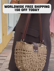 Leichte Crossbody-Tasche aus Stroh – geflochtene Strand- & Sommertasche in Beige oder Braun