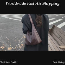 Woven Vegan Leather Hobo Bag with Matching Pouch, Large Slouchy Shoulder Purse