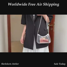Transparente PVC-Schultertasche mit Leder- oder goldfarbenem Kettenriemen