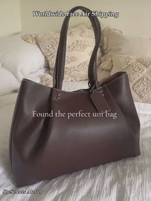 Large Vegan Leather Tote Bag, Structured Work and Travel Shoulder Purse for Women