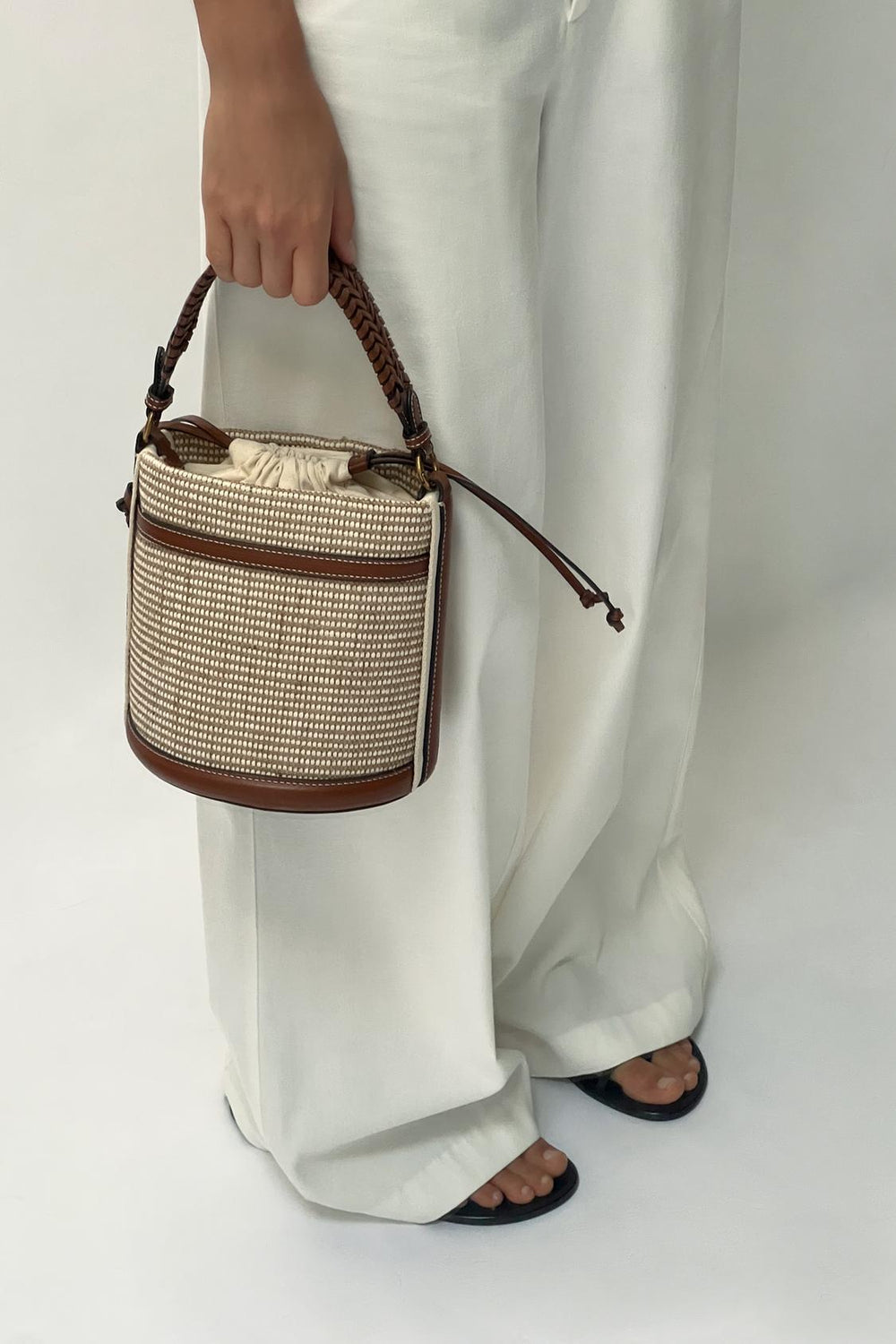 Raffia Bucket Bag for Women, Boho Summer Vacation Purse