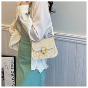 Raffia Crossbody Bag for Women, Woven Summer Purse with Easy Strap in Beige, styled as a SheSelects summer accessory