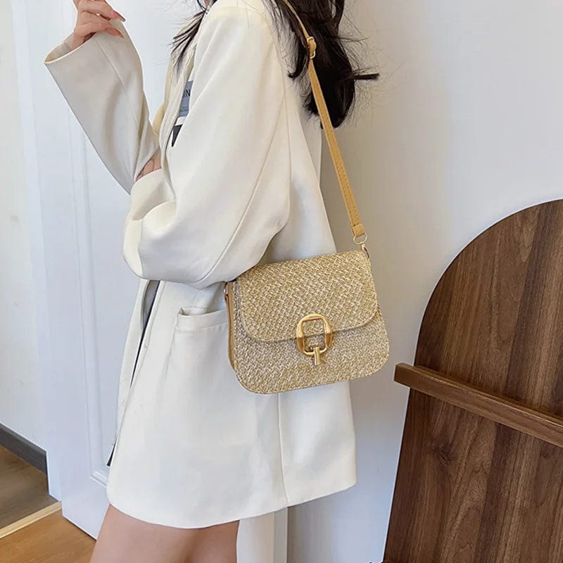 Raffia Crossbody Bag for Women, Woven Summer Purse with Easy Strap